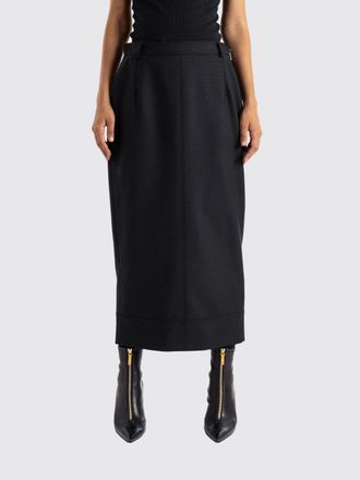 Thom Browne Gonna midi a tubino in lana a vita alta con spacco posteriore