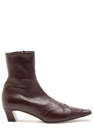 Khaite Nevada 40 Leather Ankle Boots - Brown - 38.5 (IT38.5 / UK5.5)