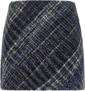 Missoni Wolmix Minirok met Ruitpatroon - Dames - Korte rokken - Blauw - 2XS - Wol - Rokken