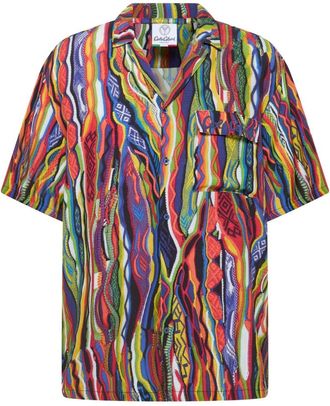Carlo Colucci Signature Knit Print Shirt - Heren - Korte mouwen Overhemden - Veelkleurig - L - Overhemden