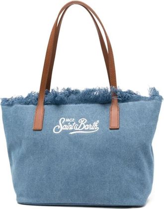 MC2 Saint Barth City Bag Mid Fringe - Dames - Shoppers - Blauw - ONE Size - Katoen - Tassen