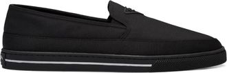 Prada Re-Nylon embossed logo slip-on trainers - men - Nylon/Polyester/Polyurethane/Calf Leather/Fabric/Rubber - 10.5 - Black