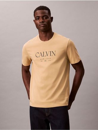 Calvin Klein Mens Calvin Graphic Classic T-Shirt - Yellow - 2XL