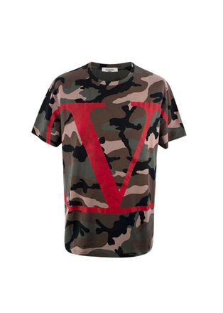 Valentino Garavani Valentino Camo T-Shirt with Red VLogo Size L