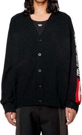 Diesel Wool Cut-Up Logo Cardigan In Black