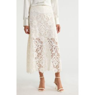 Nordstrom Floral Lace Maxi Skirt in White Coconut at Nordstrom, Size Xx-Large
