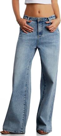 HINT OF BLU Tuck & Go Straight Leg Jeans in Denim Water at Nordstrom, Size 26