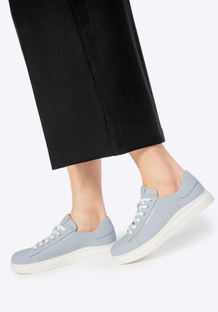 Wittchen Dames klassieke blauwe platform sneakers, natuurlijk leer