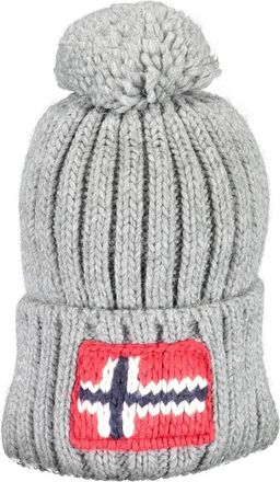 Napapijri Grijze Wol Pompon Logo Hoed - Heren - Hoeden - Grijs - ONE Size - Wol - Accessoires