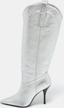 Stuart Weitzman Silver Leather Knee Length Boots