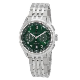 Breitling Pre-owned Breitling Premier Chronograph Automatic Chronometer Green Dial Mens Watch AB0145371L1A1