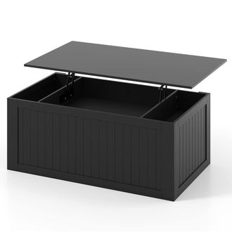 Costway Costway 120 cm Farmhouse Center Table Lift Top Coffee Table with Doors Black