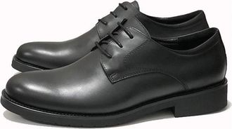 Generic Oxford Formal Shoes for Men Lace Up Round Toe Derby Shoes Block Heel Non Slip Low Top Slip Resistant Classic(6.5 UK) Black