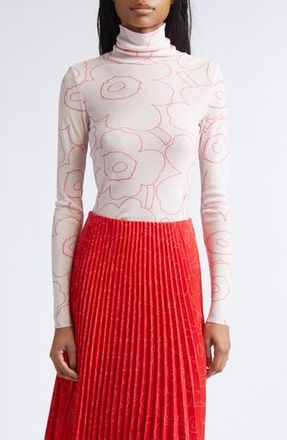Marimekko Vilina Piirto Mock Wool Neck Top in Light Pink Red at Nordstrom Rack, Size Small