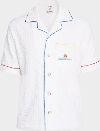 Casablanca Mens Towelling Monogram Short-Sleeve Shirt