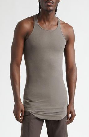 Rick Owens Basic Longline Cotton Rib Tank in Dust at Nordstrom, Size X-Large