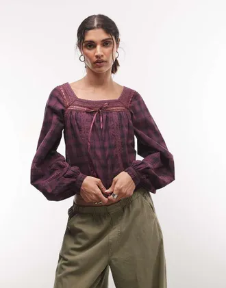 Reclaimed Vintage blusa a quadri testurizzata-Multicolore