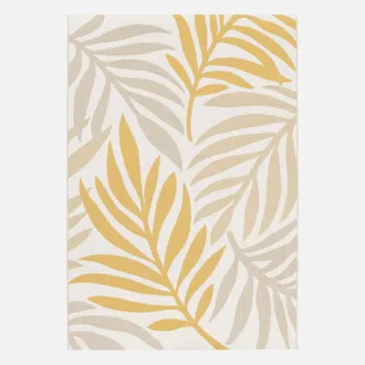 Sweeek Sweeek - Alfombra De Interior/exterior, Estampado Beige Y Mostaza, Poli&eacute;ster Reciclado, Bloom, 170x120x1 Cm