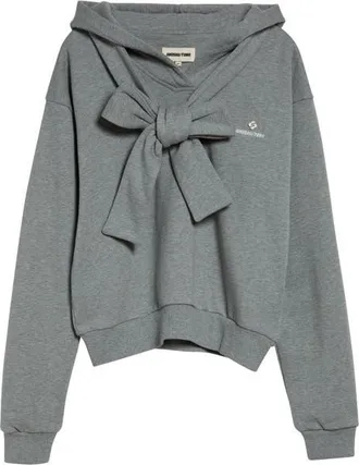 Shushu/Tong Bow Cotton Fleece Hoodie in Grey at Nordstrom, Size 12