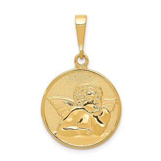 Diamond2Deal 14k Yellow Gold Polished Satin Angel Pendant