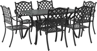 vidaXL Garden Dining Set 7 pcs Black Aluminium vidaXL