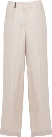 PESERICO Beige Linen Straight-Leg Pants
