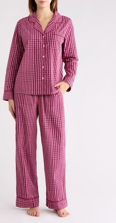 Nordstrom Classic Cotton Pajamas in Burgundy Gradient Plaid at Nordstrom, Size X-Small