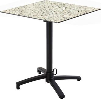 Oviala Mesa de bistro de jard&iacute;n cuadrada inclinable 60 cm 4 plazas terrazo