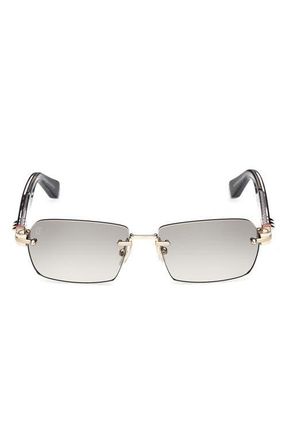 Christian Louboutin 56mm Rectangular Sunglasses in Gold /Bilayer Black /Crystal at Nordstrom