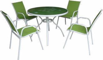 DL1961 Dl - Mesa 100 Cm + 4 Sillones Africa Verde