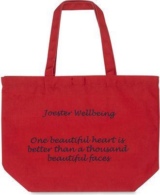 Generic Joester Wellbeing - Cotton/Canvas Tote Bag. (Quote 8: One beautiful heart is better than a thousand beautiful faces, Radiant Red)