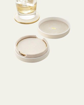 Aerin Faux Shagreen Coasters - Cream, Set of 4