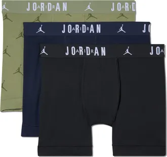 Nike Jordan Mens Jordan Dri-FIT Jumpman Flight Cotton Boxer Briefs (3-Pack) in Green | JM0893-E2C