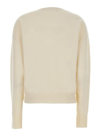 Federica Tosi Womens Sweater Crossed Pull White Wool & Cashmere Tops Top