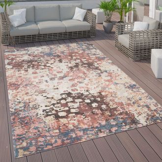 Paco Home Paco Home - Alfombra Exterior Interior Terraza Cocina Vintage Pastel Motivos Abstractos &Oslash; 160 Cm Redon, Multicolor 6