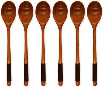 OEM 6 Cucharas De Madera Japonesas, 23 Cm Con Mango Largo, Utensilios De Cocina Multifuncionales, Postres, Miel, T&eacute; Y Comida Oriental