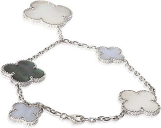 Van Cleef & Arpels Pre-Owned Van Cleef & Arpels White Gold Mother Of Pearl and Chalcedony Magic Alhambra Brac