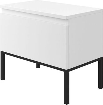 Selsey Selsey Bemmi - Mesita De Noche - Blanco Con Patas Negras