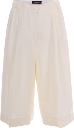Fabiana Filippi Wide Bermuda Shorts With Pleats In Fluid Linen-Viscose Blend