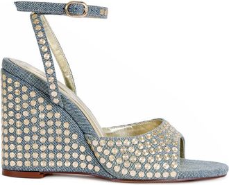 Azalea Wang Matteus Wedge Sandal in Denim at Nordstrom, Size 8.5