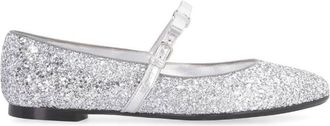 Ferragamo Mary Jane Glitter Ballet Flats, Size 10.5 C