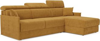 Divani.Store Miryam Sof&aacute; Cama Esquinero Con Reposacabezas Reclinables En Tejido Antimanchas T31 232 Cm Derecho Amarillo