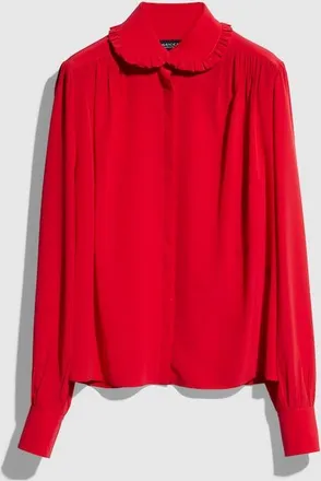 Gucci Silk Cr&ecirc;pe De Chine Shirt With Embroidery, Red