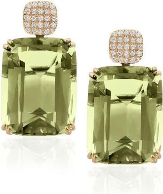 Goshwara Gossip Cushion Cut Drop Earrings in Translucent Green at Nordstrom