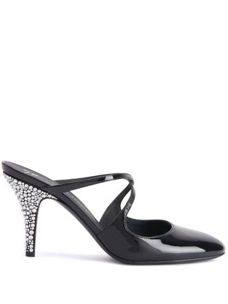 Giuseppe Zanotti Marthe crystal 85mm mules - Black