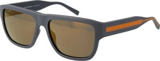 Timberland Gepolariseerde Gespiegelde Grijze Rechthoekige Zonnebril - Heren - Zonnebrillen - Grijs - ONE Size - Accessoires