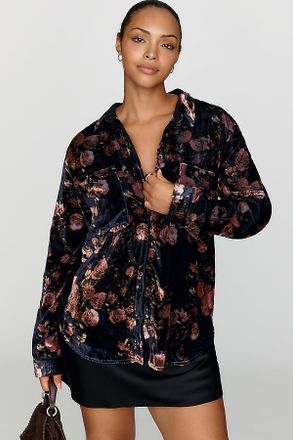 Pilcro Hadley Velvet Relaxed Buttondown Shirt