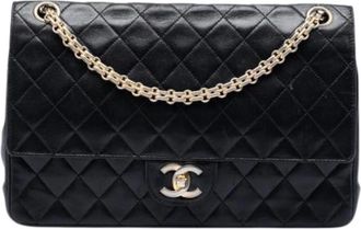 Chanel Pre-owned Classic Double Flap Shoulder Bag - Dames - Vintage Schoudertas - Zwart - ONE Size - Leer - Vintage