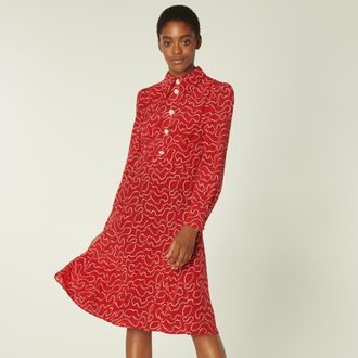 L.k. Bennett Womens Mathilde Dress, Red Multi - Size 12 UK
