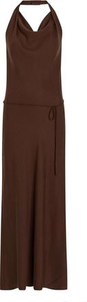 Faithfull The Brand Izaro Halterneck Woven Maxi Dress - Chocolate - S (UK8-10 / S)